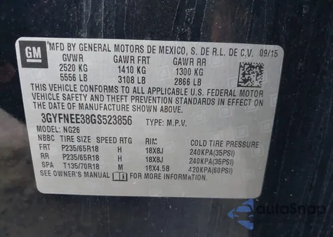 2016 Cadillac Srx Luxury Collection z USA, uszkodzony, nr VIN 3GYFNEE38GS523856